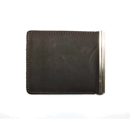 Мужской зажим для денег DNK Leather темно-коричневый (DNK Зажим Spring+ col.F): Формат кошелька Вертикальный