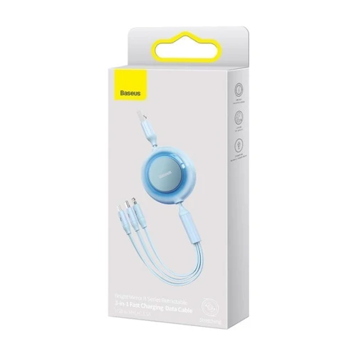 Кабель Baseus USB Cable to Micro USB/Lightning/Type-C Bright Mirror 2 Series 3.5A 1.1m Sky Blue (CAMJ010017) фото 8