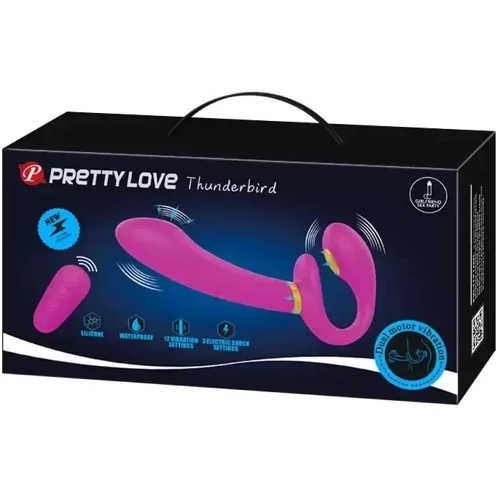 Безременной вибрострапон с электростимуляцией и пультом ДУ Pretty Love - Thunderbird, BW-022068W
