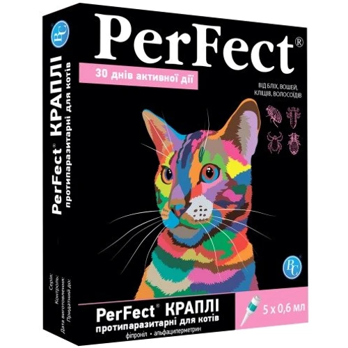 Краплі PerFect для кішок (фіпроніл) 0.6 млх5амп. (4820138346667)
