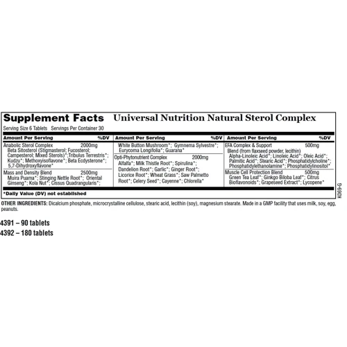 Бустер тестостерону Universal Nutrition Natural Sterol Complex 180 tabs: Форма випуску таблетовані