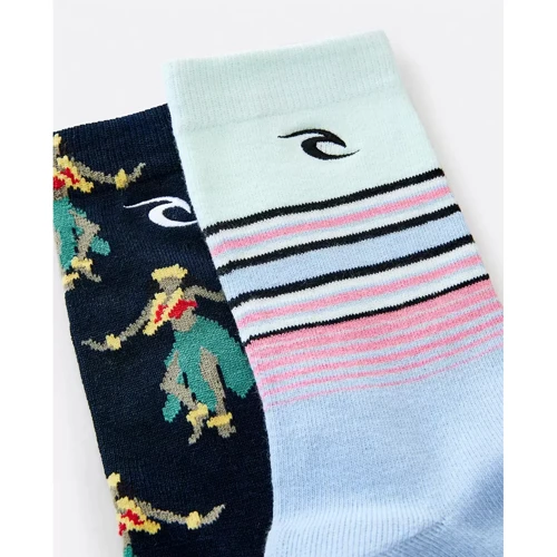 Шкарпетки Rip Curl Art Crew Sock (ART CREW SOCK 2-PK) 2 пари чорні, зелені фото 1