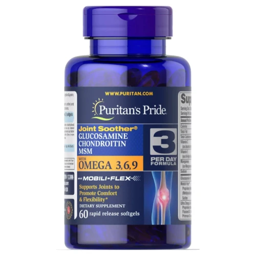 Puritan's Pride Glucosamine, Chondroitin & MSM Глюкозамин, хондроитин и МСМ с Омега 3-6-9 60 капсул