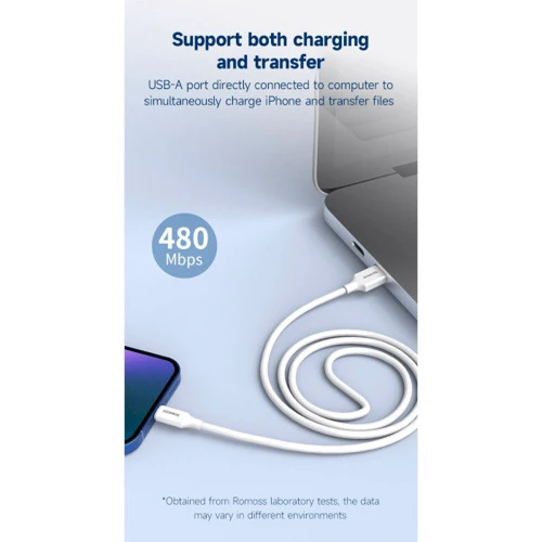 Кабель Romoss USB Cable to Lightning CB121V 2.4A 1m White (CB121V-621-112H) фото 3
