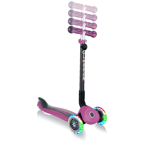 Самокат GLOBBER серії GO UP DELUXE LIGHTS 5в1 пастельно-рожевий, колеса з підсвічуванням 20 / 50кг: Матеріал коліс поліуретан