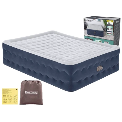 Надувний матрац Велюр ліжко Bestway із вбудованим електронасосом 203x152x51 см (6716P)