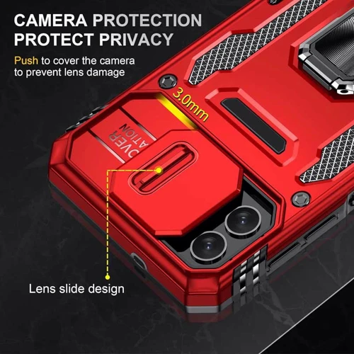 Чехол для телефонов Mobile Case Camshield Army Ring Red for Samsung A245 Galaxy A24 4G / M346 Galaxy M34 5G: Материал силикон + поликарбонат