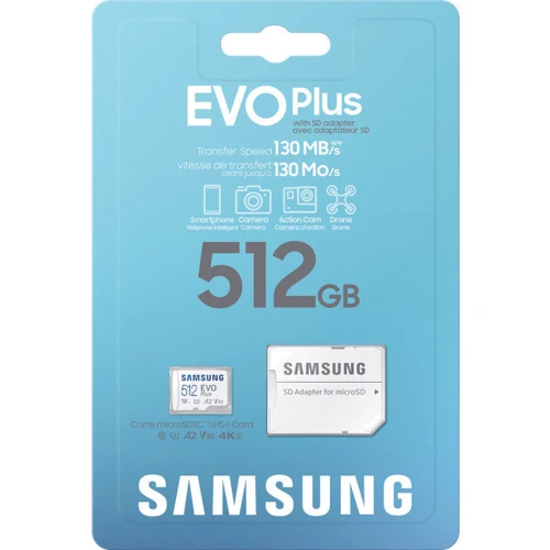 Карта пам'яті Samsung 512GB microSDXC Class 10 UHS-I U3 V30 A2 EVO Plus + adapter фото 4