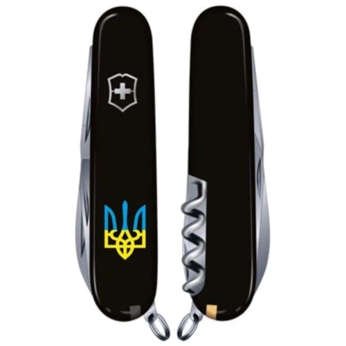 Мультитул Victorinox Huntsman Ukraine 91мм/15 функций/черный /Трезубец сине-желтый (1.3713.3_T0016u): Тип мини-мультитул
