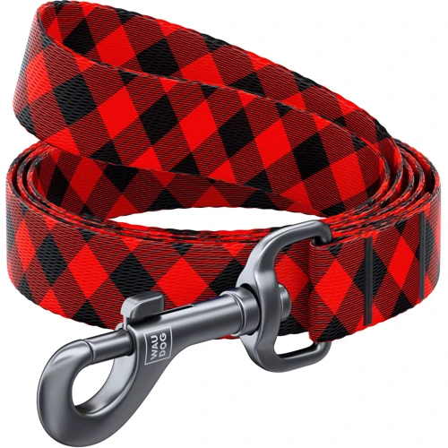 Поводок WAUDOG Nylon, рисунок "Шотландка красная" 20 мм 122 см разноцветный (4853)