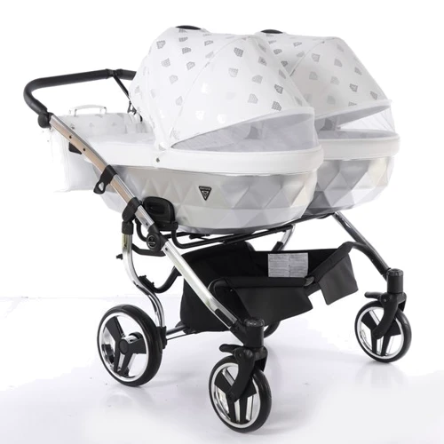 Универсальная коляска для двойни 2 в 1 Junama Glow Duo 03, белый с серебристым (J-G-DUO-03) фото 10