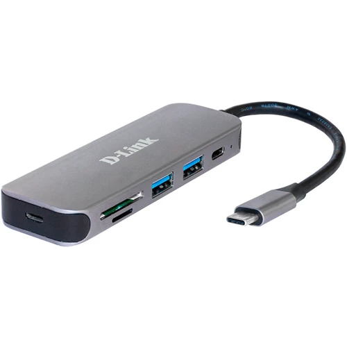 Адаптер D-Link Adapter USB-C to 2xUSB 3.0+USB-C+SD+MicroSD Gray (DUB-2325)