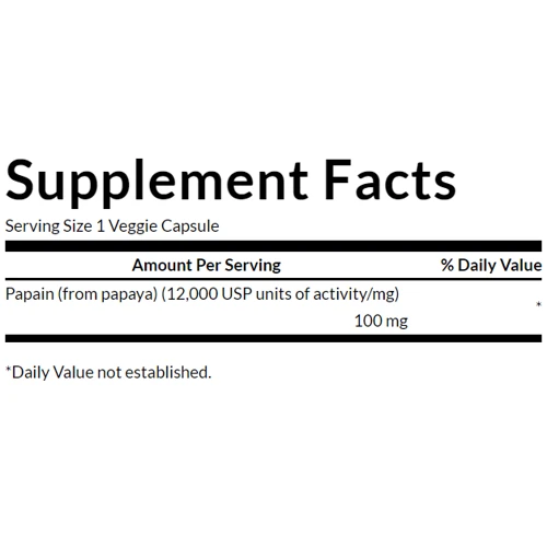 Swanson Papaya Enzyme Papain Фермент Папайи Папаин 100 мг 90 веганских капсул: Форма выпуска Капсулы