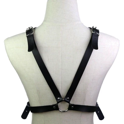 Портупея с фиксатором Women's PU Leather Chest Harness Caged Bra RED