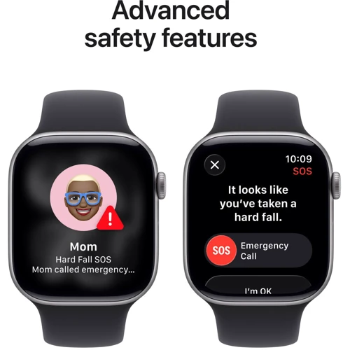 Apple Watch Series 11 GPS + Cellular 42mm Space Grey Aluminium Case with Black Sport Band - M/L (MF8C4)