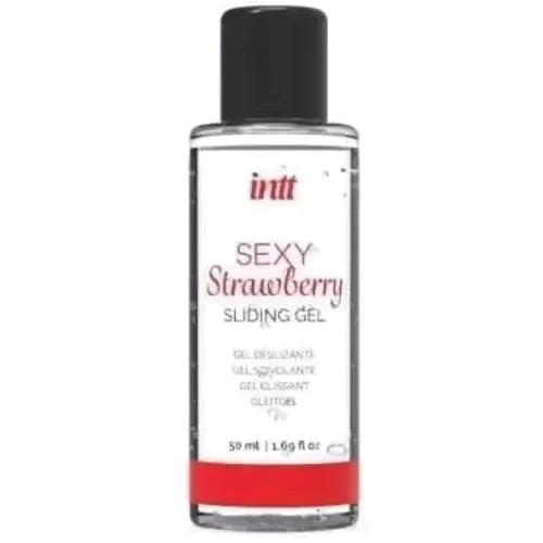 Трусики с жемчужным кольцом и клубничным лубрикантом Intt Brazilian Panty Black