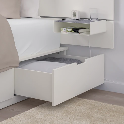 Каркас кровати с ящиком для хранения ІКЕА NORDLI 160х200 см белый (692.414.22) фото 5