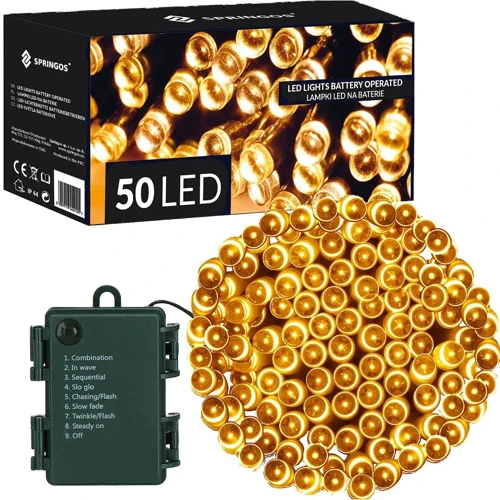 Гірлянда на батарейках Springos 5 м 50 LED CL4027 Warm White
