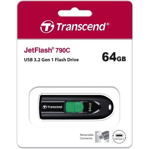 USB-флешка Transcend 64GB JetFlash 790C USB-C Black (TS64GJF790C) фото 6