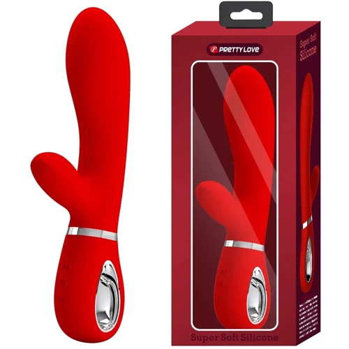 Вибратор с мягкой головкой и клиторальной стимуляцией LYBAILE Pretty Love Thomas USB Red (BI-014621-2)