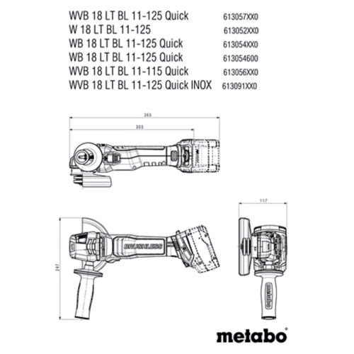Болгарка (кутова шліфувальна машина) Metabo W 18 LT BL 11-125 (613052840): Макс. частота обертання диска 10000 об/мин