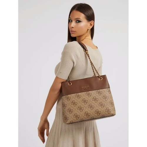Сумка жіноча GUESS BERTA ELITE SOCIETY CARRYALL LGW коричнева (HWBB8688230-LGW): Тип ручки С двумя ручками, На цепочке, Длинная ручка