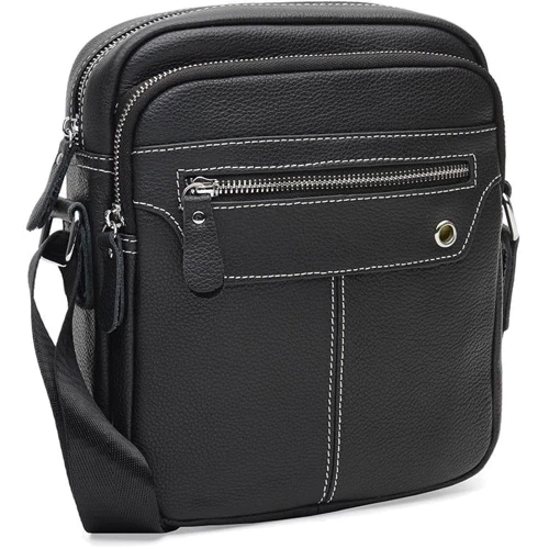 Чоловіча сумка через плече Borsa Leather чорна (K12221-black)