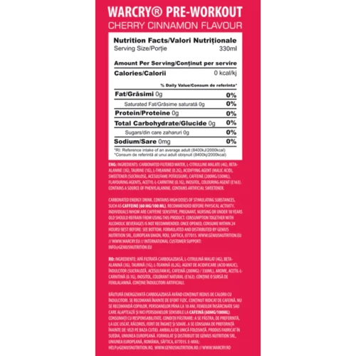 Предтренировочный комплекс Genius Nutrition Warcry PWO Drink 330 ml / 1 serving / Pears Of Transilvania: Тип Комплекс до тренировки