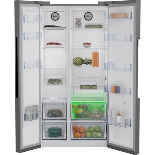 Холодильник Side-by-Side Beko GN1603140XBN: Расположение морозильной камеры Нижнее
