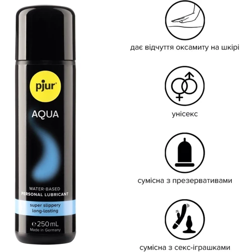 Лубрикант на водной основе pjur Aqua 250 мл, эффект бархатистой кожи без прилипания
