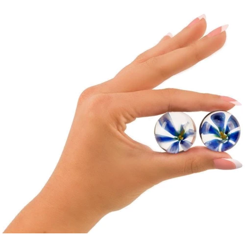 Вагинальные шарики TLC CyberGlass Ben Wa Balls, синий