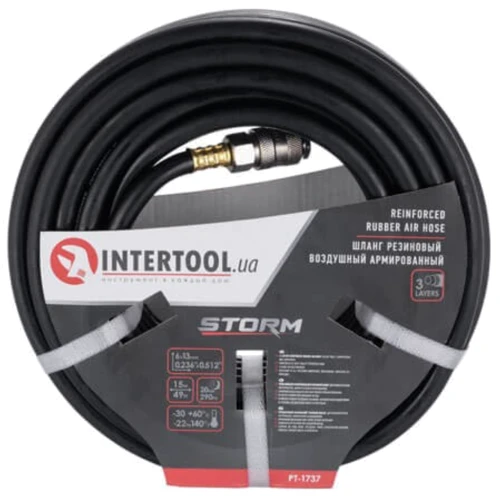 Шланг резиновый воздушный армированный Intertool PT-1737 20 атм 6*13 мм 15 м