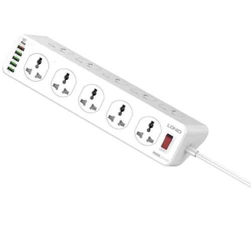Сетевой фильтр LDNIO SC10610 (10 ports / 1PD / 1QC3.0 / 4 USB / 2m) White: Количество розеток, шт 10
