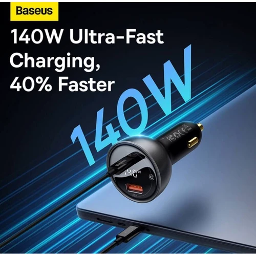 Зарядное устройство Baseus Car Charger USB+USB-C 140W with USB-C Cable Black (CGZX070001) фото 9