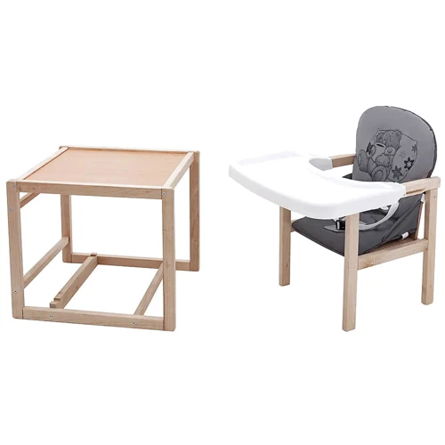 Стульчик-трансформер Babyroom Винни-230 eko без лака пластиковая столешница графит-серый (мишка с чашкой) (680595): Тип трансформер