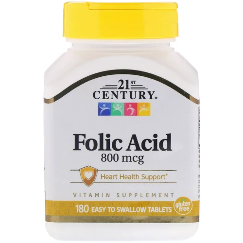 21st Century Folic Acid, 800 mcg, 180 Tablets