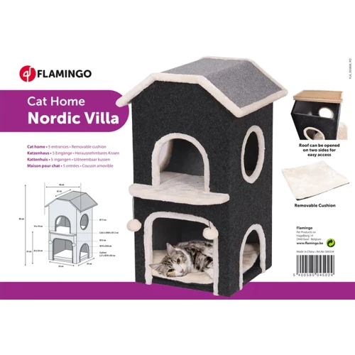 Будиночок Flamingo Nordic Villa Nordic Villa для котів чорно-білий (59227) фото 3