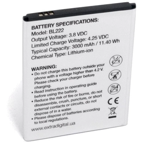 Акумулятор ExtraDigital 3000mAh (BML6370) for Lenovo BL222: Виробник ExtraDigital