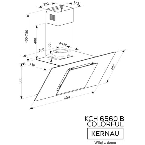 Вытяжка KERNAU KCH 6560 B Colorful: Тип монтажа Настенный