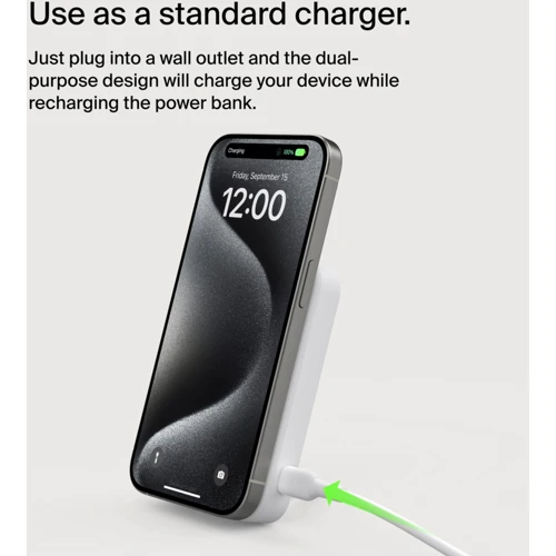 Зовнішній акумулятор Belkin Power Bank 8000mAh MagSafe 15W MagSafe Qi2 White (BPD007BTWH)