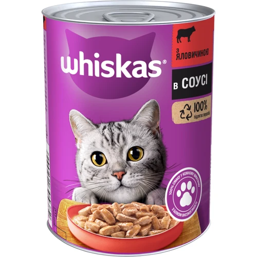 Влажный корм для котов Whiskas с говядиной в соусе 400г (5900951020902)