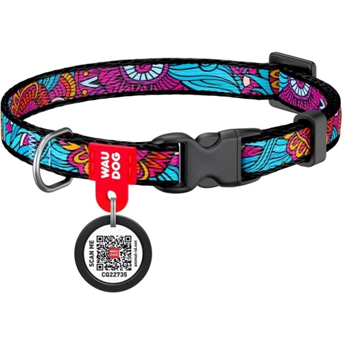 Ошейник для котов WAUDOG Nylon c QR паспортом Лето пластиковый фастекс 10 ммx20-30 см (5267)