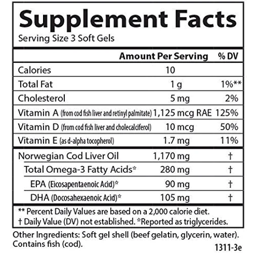 Carlson Labs Cod Liver Oil Minis 100 Soft Gels Масло печінки тріски: Тип Омега 3