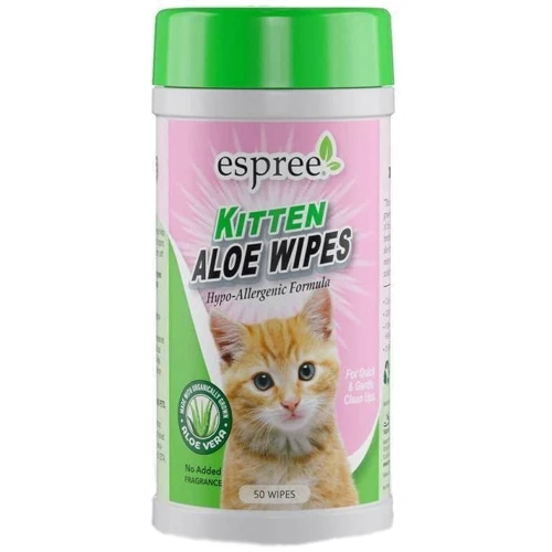 Вологі серветки Espree Kitten Aloe Wipes для очищення чутливої шкіри та вовни кішок 50 шт (e01420) фото 1