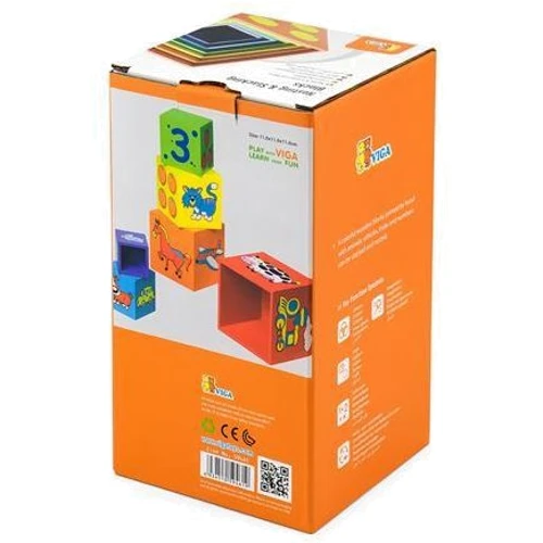 Дерев'яні кубики-пірамідка Viga Toys (59461): Вік 1-2.5 года