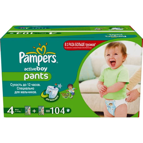 Подгузники-трусики Pampers Active Boy Maxi (9-14 кг) Мега 104шт (4015400523338)