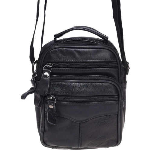 Мужская сумка через плечо Borsa Leather черная (K101b-black)