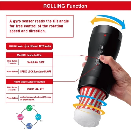 Автоматический мастурбатор Tenga VACUUM GYRO ROLLER, ротация и вакуум, совместим с Tenga Cup