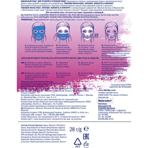 Nivea Тканевая маска Питание: Нежность и Комфорт 28 g: Классификация Масс-маркет