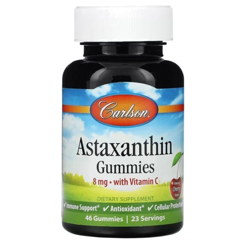 Carlson Labs Astaxanthin Gummies with Vitamin C Астаксантин с Витамином С 4 мг вкус вишни 46 жевательных таблеток